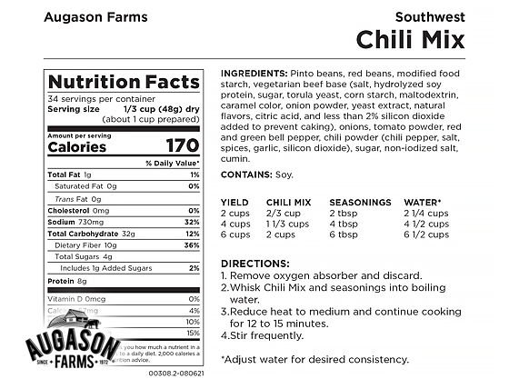 Augason Farms: Southwest Chili Mix Can